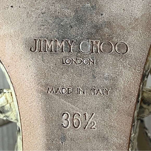 Jimmy Choo Snake Skin Low Heel Wedge Sandals Size 36 1/2 - Picture 4 of 11